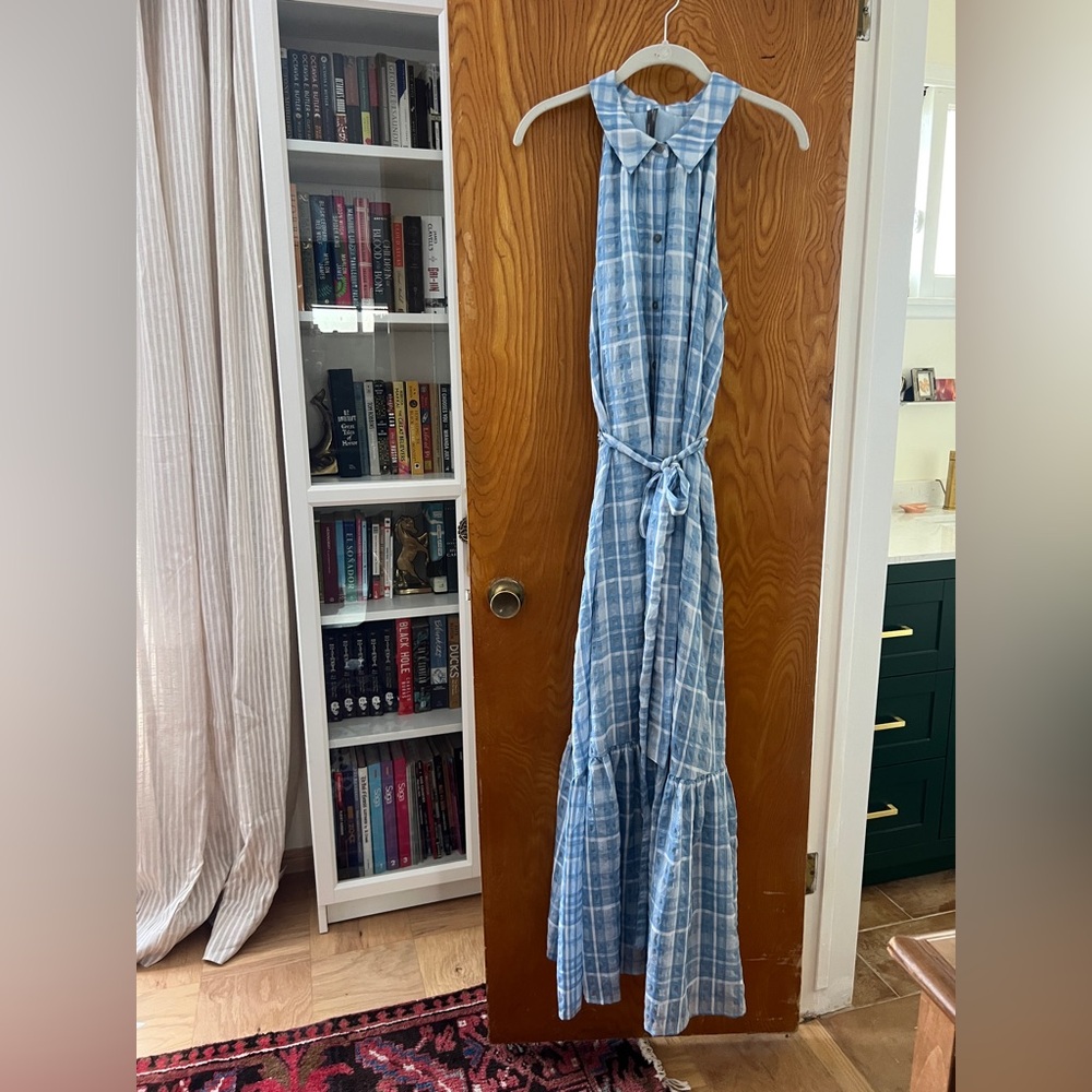 Anthropologie Light Blue Plaid Dress